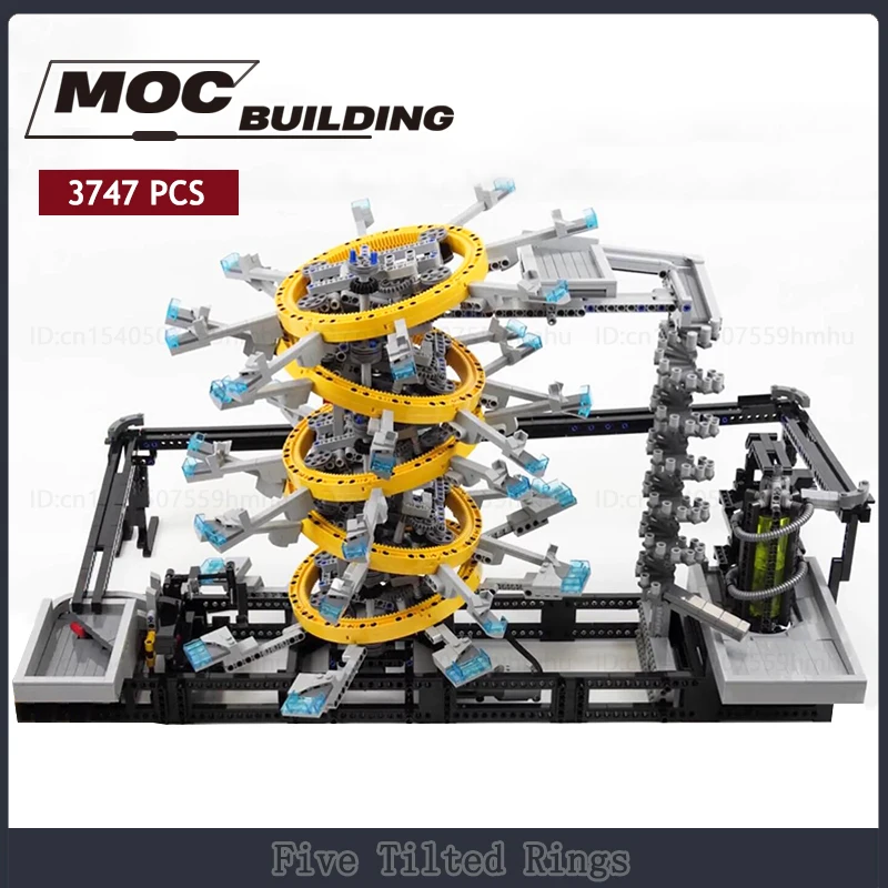 Five Tilted Rings GBC Module Moc Building Blocks Motor Machine Model Technology Bricks DIY Assembly Puzzle Creative Toys Gifts