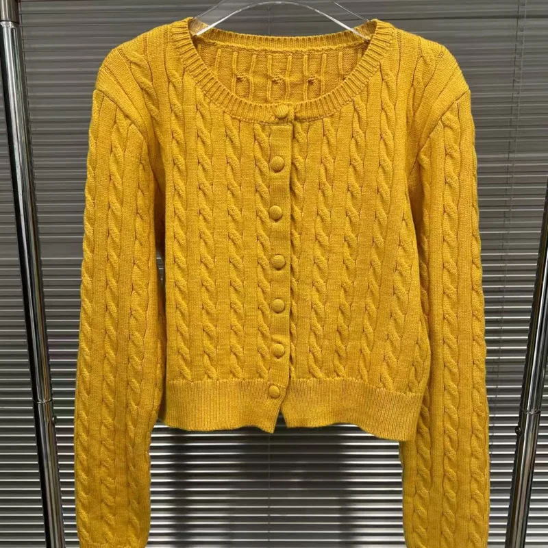 HKSH 2025 Autumn New Women Sweater Cardigan Single Breasted Coat Lace Patchwork Knitted Vest Elegant Chic Two Pieces Set HK13139