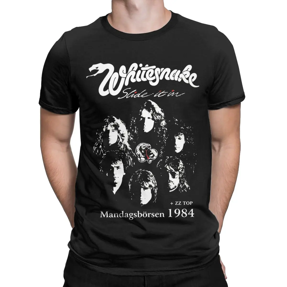 Retro Love Rock Tour 1984 Whitesnake Band Men T Shirt Vintage Tee Shirt Short Sleeve Crew Neck T-Shirts Cotton Plus Size Clothes