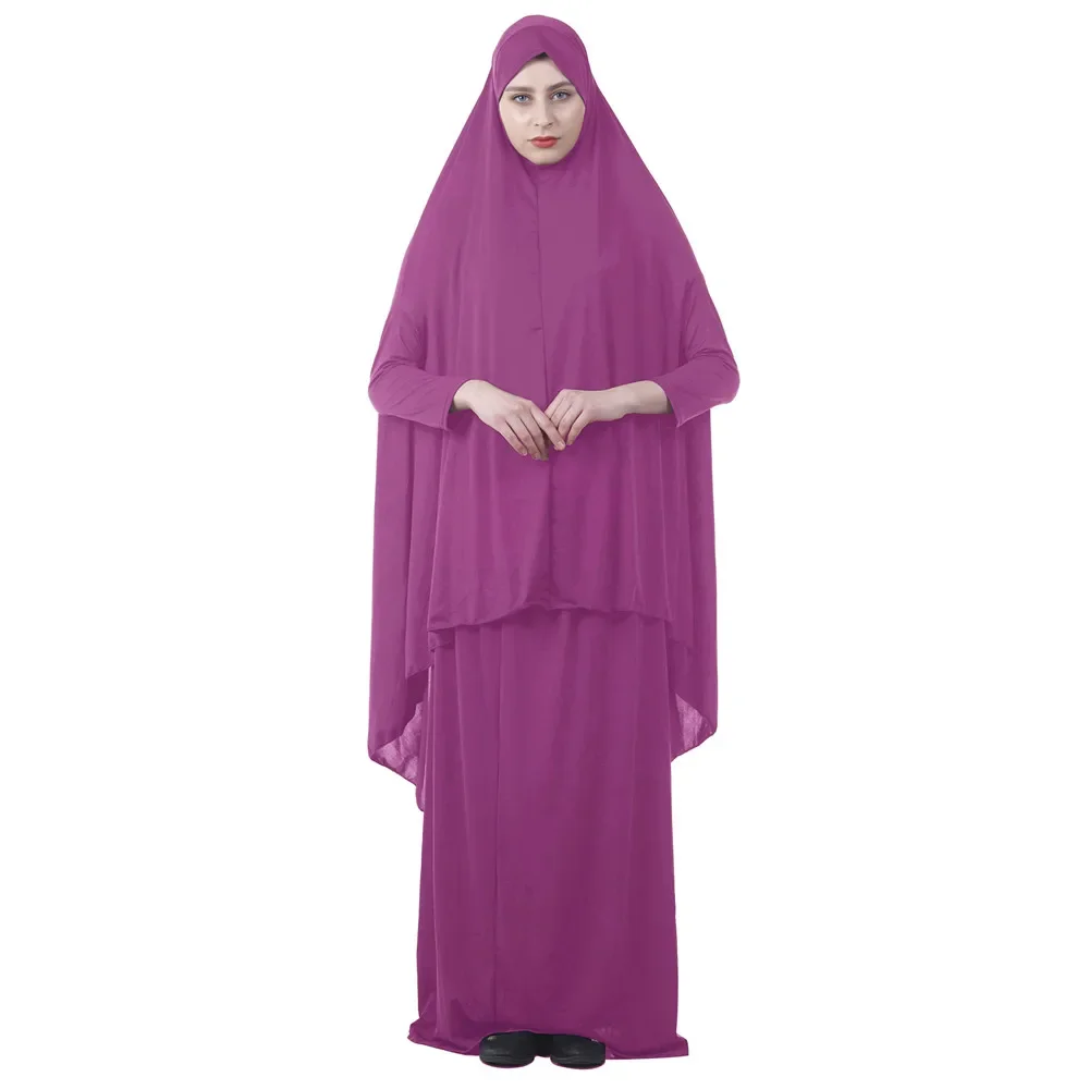 Muzułmańskie kobiety Khimar Abayas 2-częściowy zestaw nad głową islamska modlitwa Odzież Szata Hidżab Abaya Szalik Sukienka Ramadan Eid Kaftan