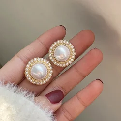 Pendientes bohemios de perlas de imitación grandes para mujer, adornos de Mascota, accesorios de San Valentín, regalo al por mayor