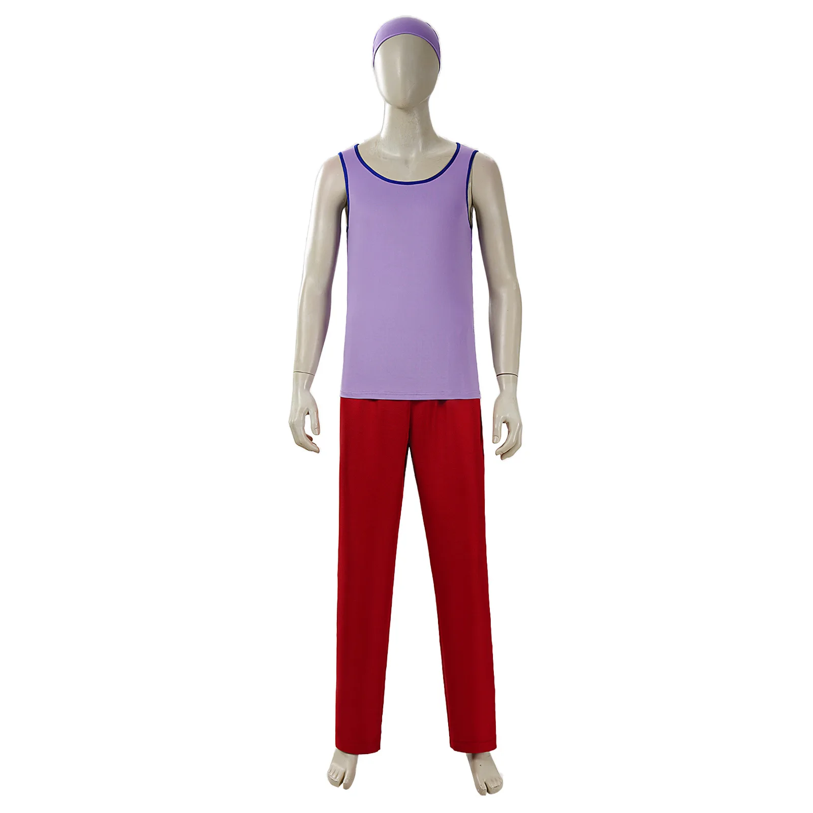 

Usopp Purple Top and Red Pants Cosplay Costume Anime Character Halloween Costume Party Performance Clothing for Adult Men