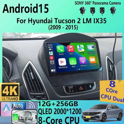 Android15 Carplay WIFI + 4G para Hyundai Tucson 2 LM IX35 2009 2010 2011 2012 2013 2014 2015 Radio de coche reproductor Multimedia estéreo DSP