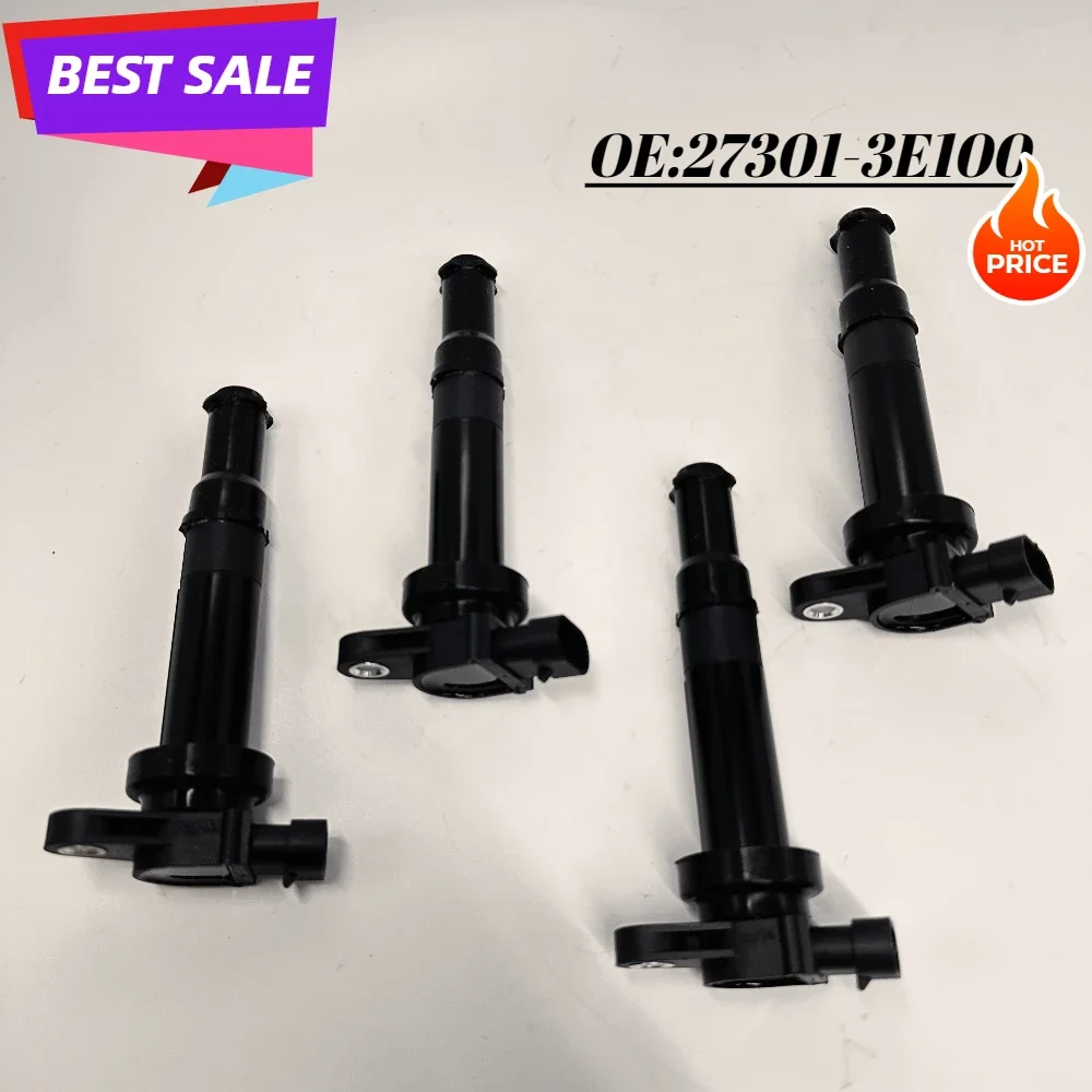 4Pcs Ignition Coil Part No# 27301-3E100 273013E100 For 2007 Hyundai Santa Fe 2006-2007 Optima 2.7L V6