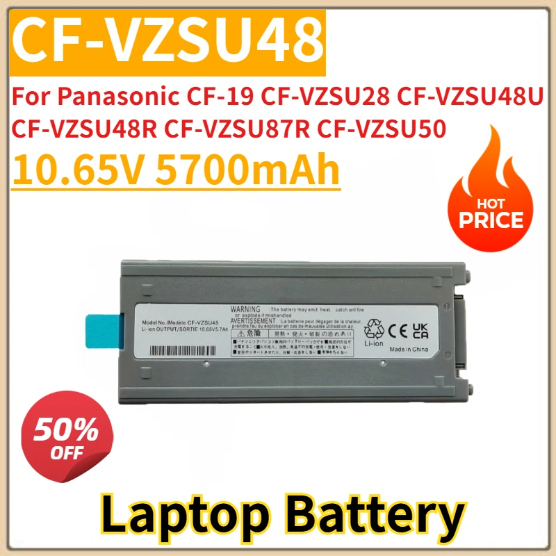 10.65V 5700mAh Laptop Battery CF-VZSU48 For Panasonic CF-19 CF-VZSU28 CF-VZSU48U CF-VZSU48R CF-VZSU87R CF-VZSU50 High Quality
