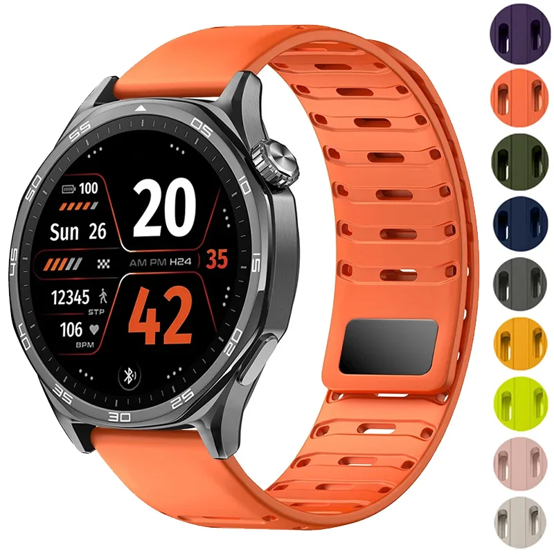 ซิลิโคน 22 มม.สําหรับ Huawei Watch 5 4 3/GT5 Pro GT5 GT4 46 มม.แม่เหล็ก Breathable สร้อยข้อมือสําหรับ amazfit GTR/Stratos/Bip 6 Band