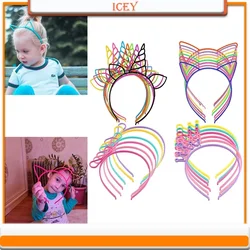 Unicorn Headbands Cat Ears Hairbands Crown Hair Hoop Bow Headwear Plastic ABS Hair Accessories Birthday Hair Band Animal Tiara