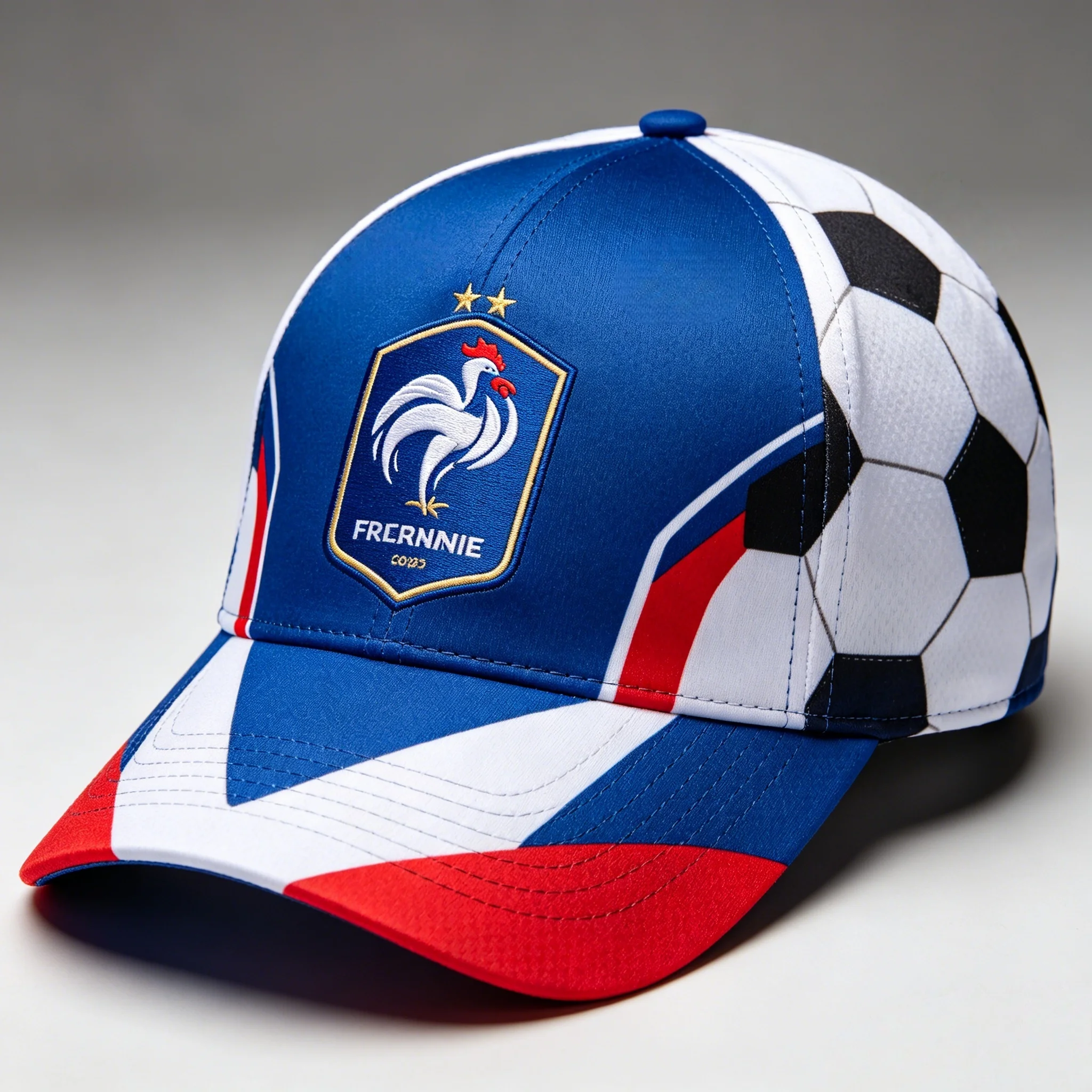 

2026 France Style Football 3D Print Baseball Cap, One Size Sport Hat with Rooster Crest and Soccer Pattern