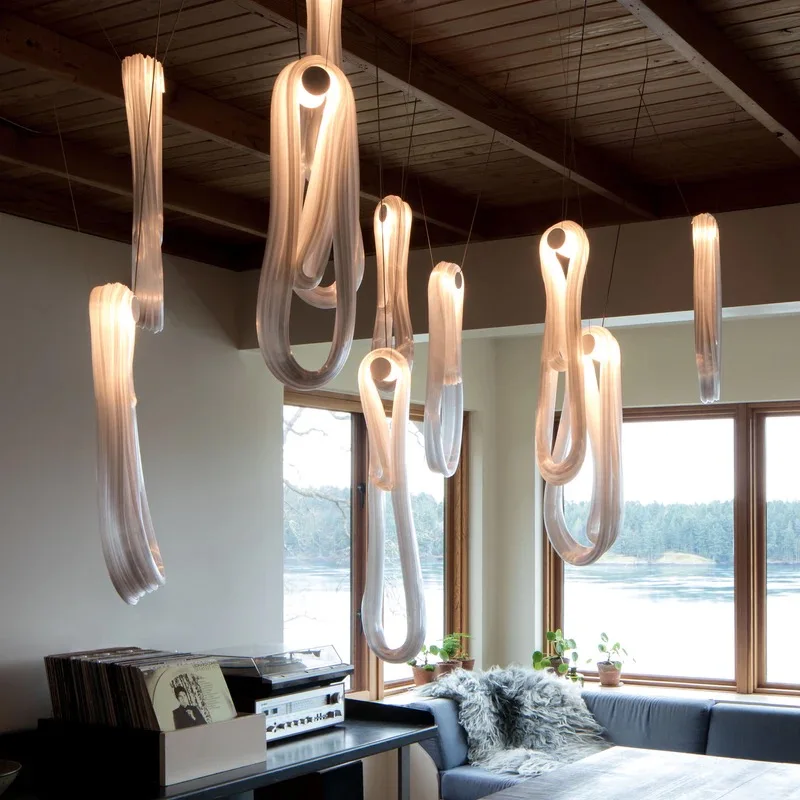Modern Living Room Chandelier For Staircase Loft Bedside Art Keychain Design Suspension Dining Room Pendant Light Lustre Fixture