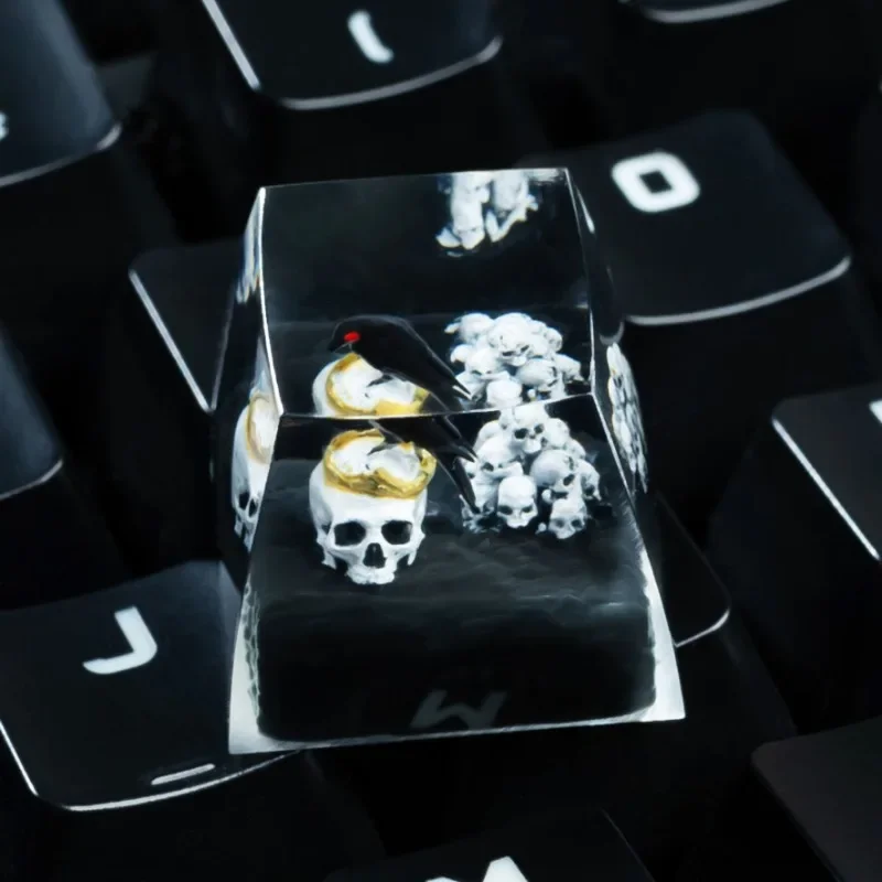 Translucent Keycaps ESC Skull 3D Crow Mechanical Keyboard Suitable for Cherry Cross Axis Mechanical Keyboard Accessory Gift