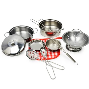 Küchenspielspielzubehör, Spielzeug mit Edelstahl -Pinsers, Plänen und Plänen, Küchenutensilien, Lernwerkzeuggeschenke 8 Hauptverkäufe Panlashes spielen - №6