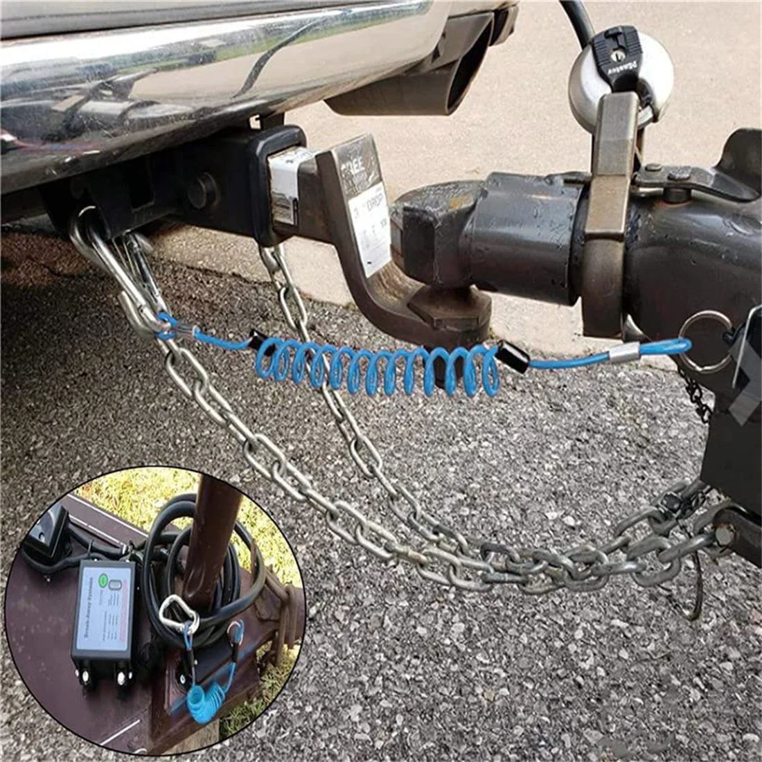 Treeligo RV Towing Trailer Breakaway Switch Electromagnetic Switch Breakaway Coiled Cable for Towing Trailer Boat Caravan Camper