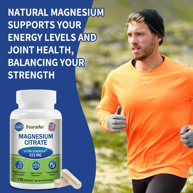 Magnesium Citrate Supplement - Maximum Strength Vegetarian, Supports Muscles, Heart, Bones, Energy, Nervous System, Joints