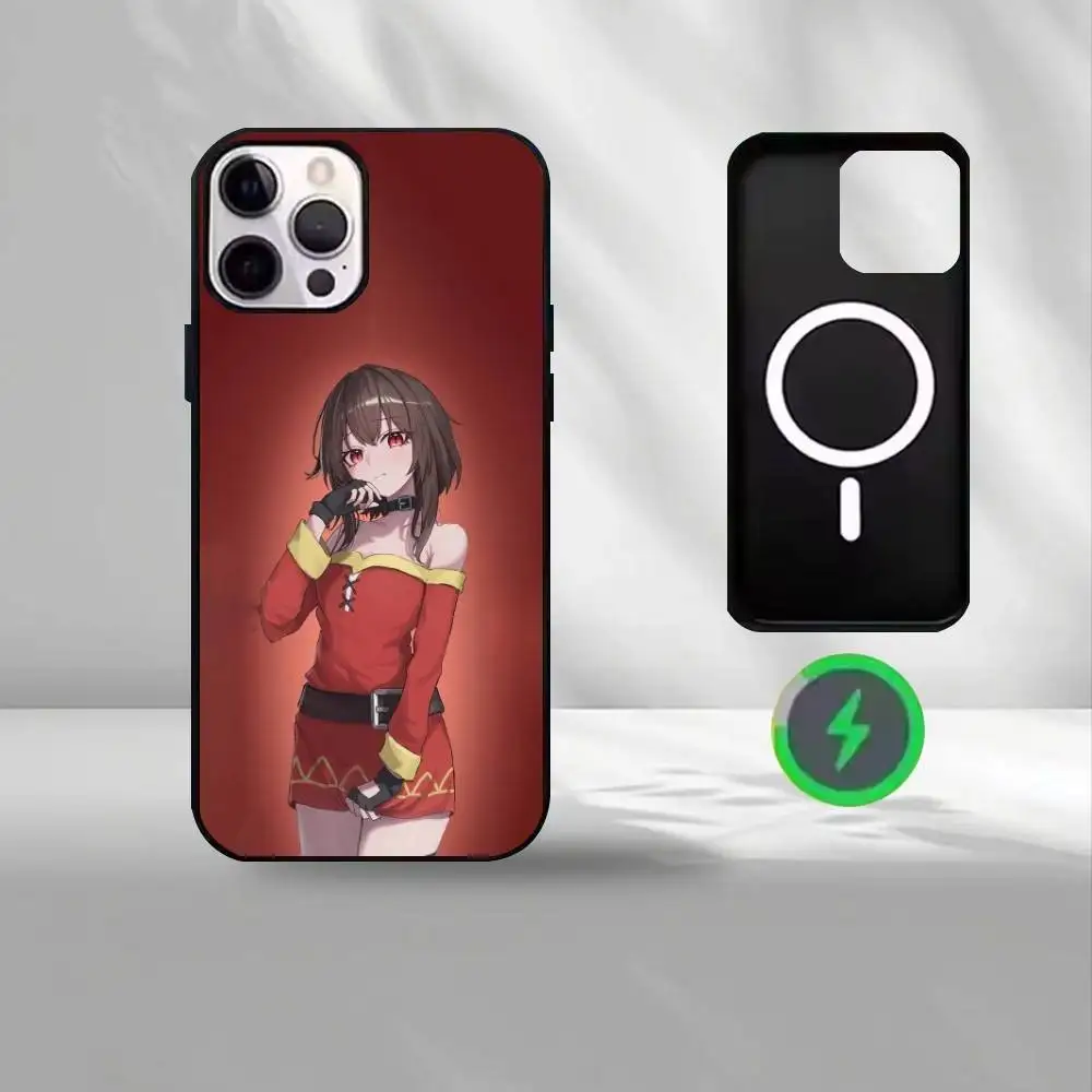 Konosuba Megumin   Phone Case For iPhone17,16,15,14,13,12,11 Plus,Wireless charging protective case soft cover