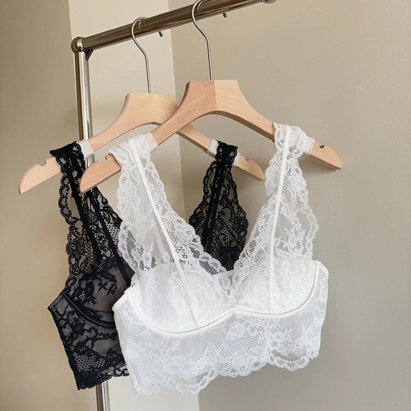 Sujetador de encaje francés sexy sin aros para mujer, lencería push-up, top interior, brassiere, lencerías de mujer
