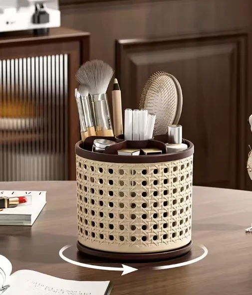 1Pcs Rotating Pen Container Multifunctional Desktop Organizer ‌Makeup Brush Holder for Stationery Storage Box Office Supplies