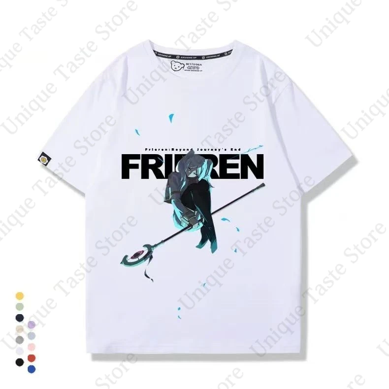 ‌Frieren Beyond Journeys End T Shirt Fashion Cartoon Print T-shirt Wmen Men Pure Cotton Comfortable Summer Short Sleeve Tee Tops