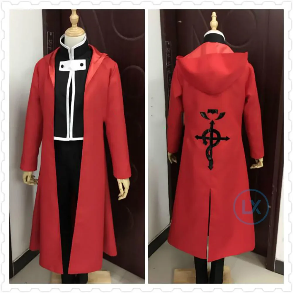 

Anime Fullmetal Alchemist Cosplay Costume Edward Elric Cosplay Costume Hooded Coat Halloween Custom Made For Women Men