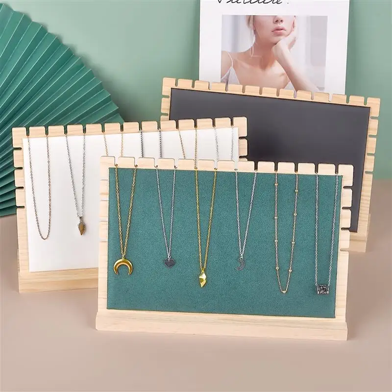 Creative Solid Wooden Necklace Frame Jewelry Display Stand Pendant Chain Bracelet Hanging Organizer Board Jewelry Display Props