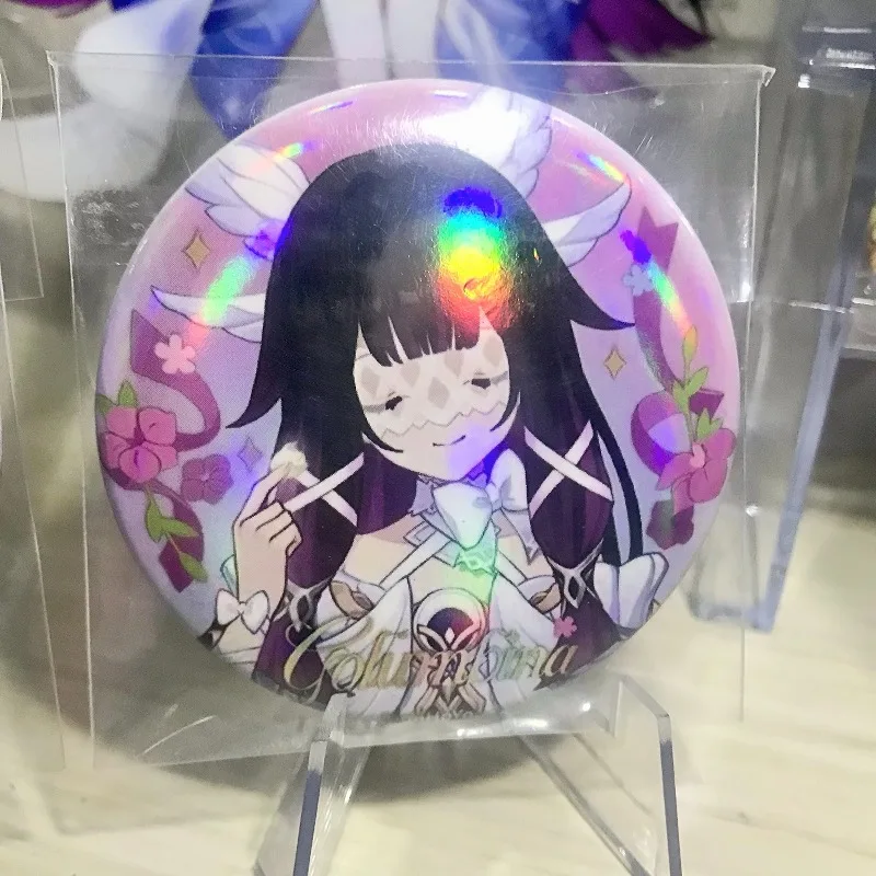 Genshin Impact Fans Works Damselette Columbina Cute Laser Pin Badge Cosplay Accessories for Clothes Backpack Decor Brooch Gift