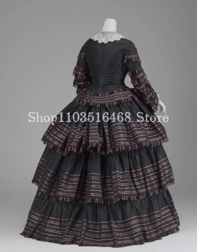 Black History Evening Dress Museum High Neck Applique Ruffle Pleated Victorian Cake Dress Renaissance فساتين للمناسبات الرسمية