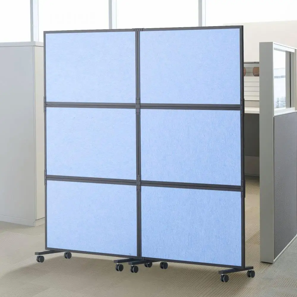 

Acoustic Office Partition Panels 72x66 2-Pack Polyester & Steel Construction Noise Reduction and Privacy Partition Wall Blue