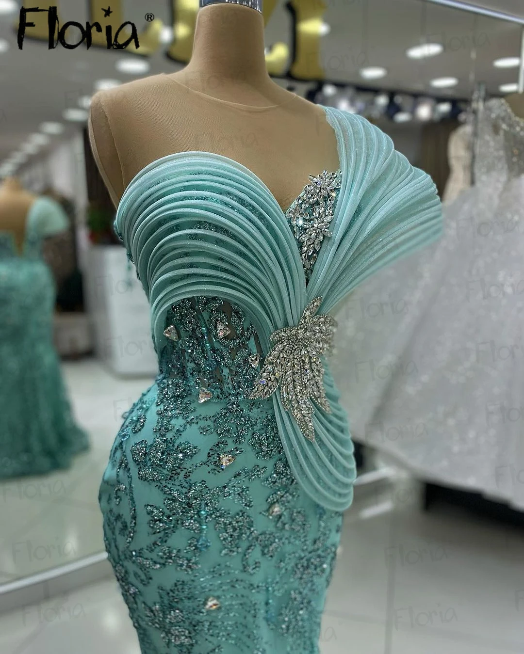 Hot Sale Mint Green Long Evening Dress Luxury 2024 Beading Formal Occasion Dresses Fashin Gala Crystals Party Night Dinner Dress