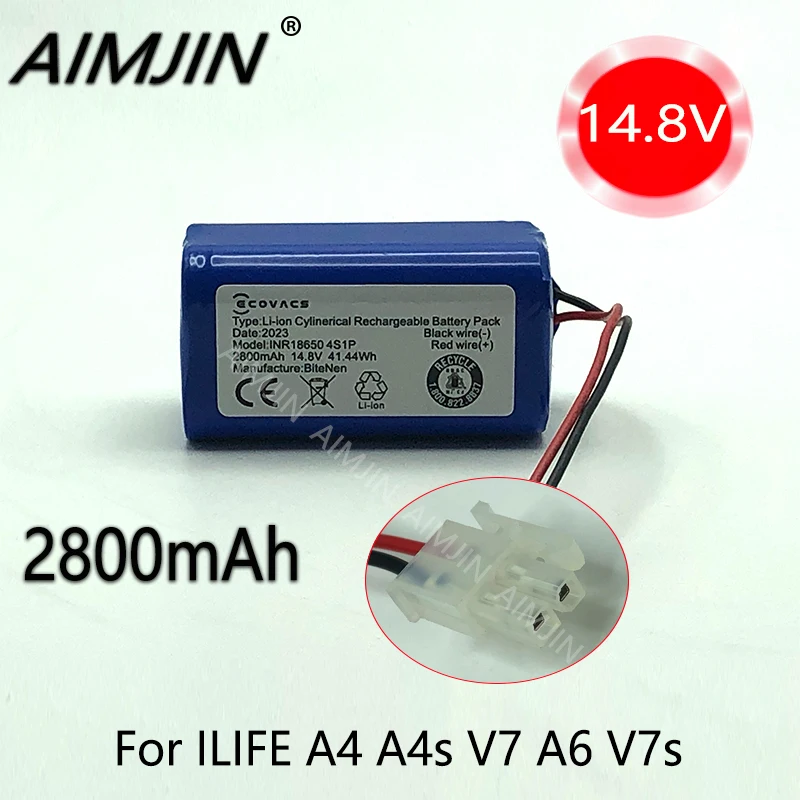 NEW 14.8V 2800mAh Lithium Battery For ILIFE A4 A4s V7 A6 V7s Plus Robot Vacuum Cleaner ILife 4S1P real Capacity