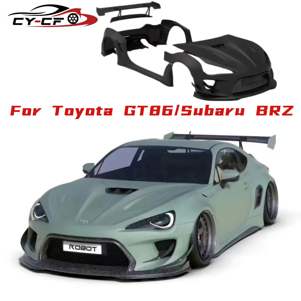 

R Style Wide Body Kit For 13-19Toyota GT86 ZN6 BRZ ZD6 Front Bumper Lip Fenders Side Skirts Rear Diffuser Spoiler Rear Wing