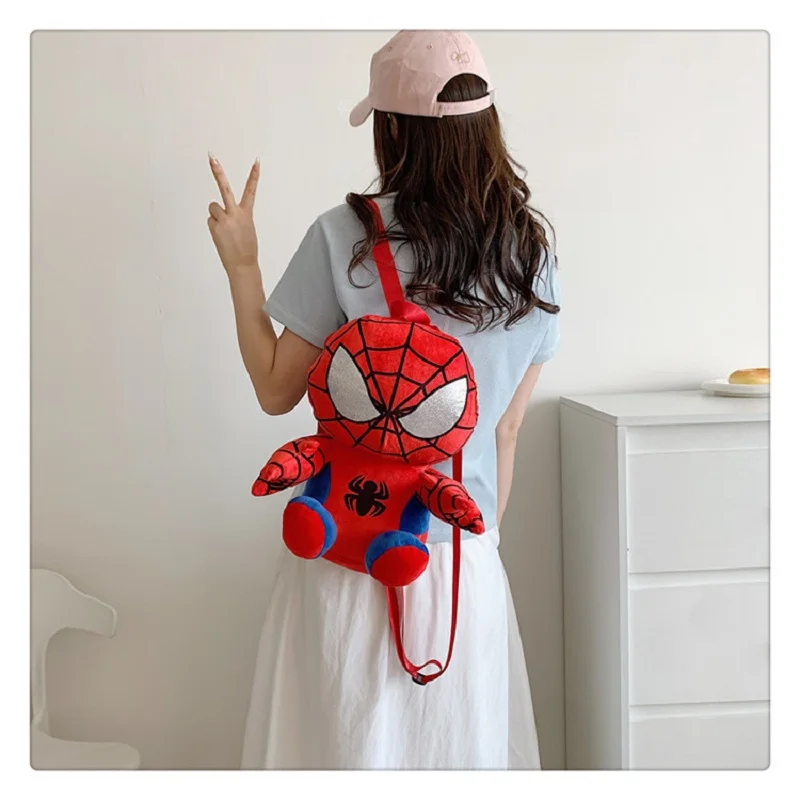 Sac à dos en peluche Marvel Spider Man pour garçons et filles, sac de téléphone périphérique INS, joli cadeau de Noël