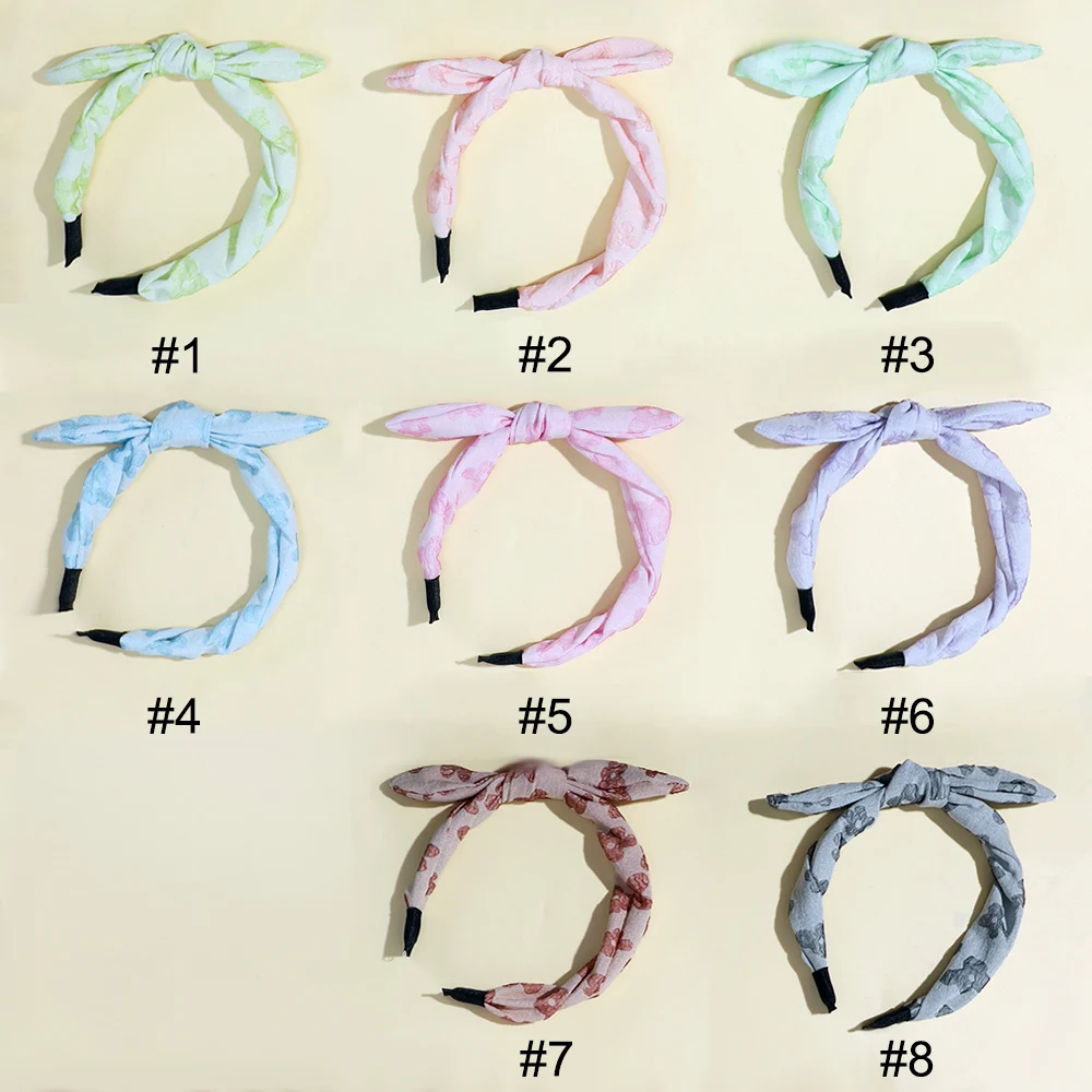 Baby Girls Cute Candy Colorful Print Bowknot Ornament Headbands Children Lovely Princess Hair Hoops Kids Sweet Hair Accessories