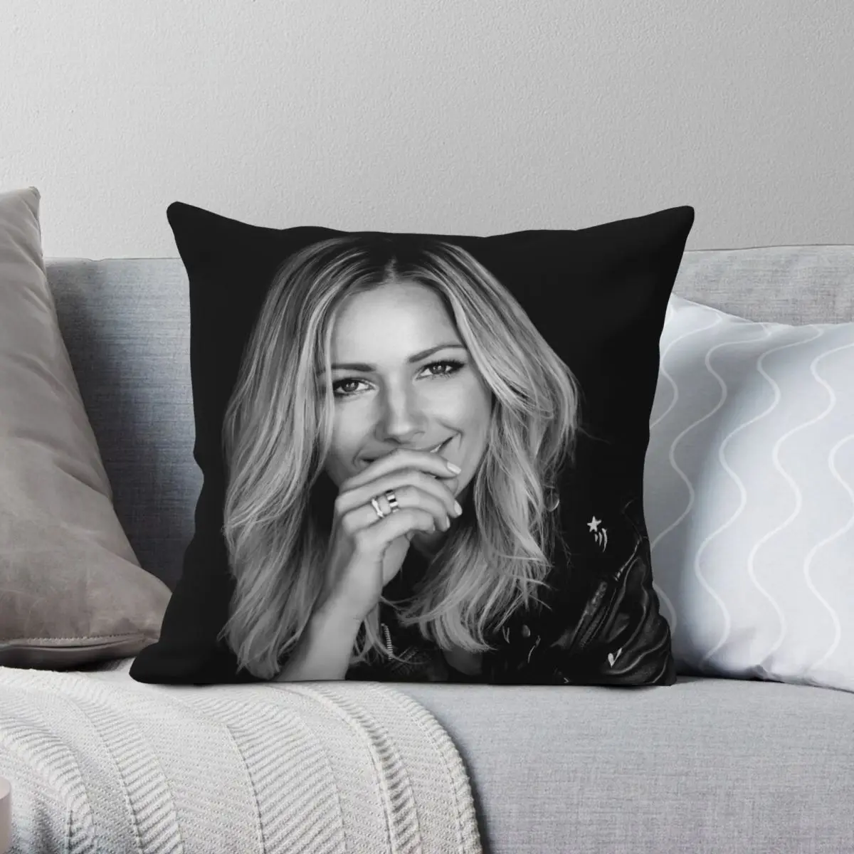 Helene Fischer Smile Pillowcase Polyester Linen Velvet Creative Zip Decor Pillow Case Bed Cushion Case 45x45