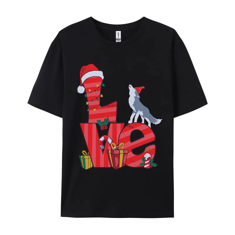 Christmas Theme SF or Wolf Lover Ugly X Retro T-shirt Men Printed T-shirts Graphic Tee Oversized Tops Shirts