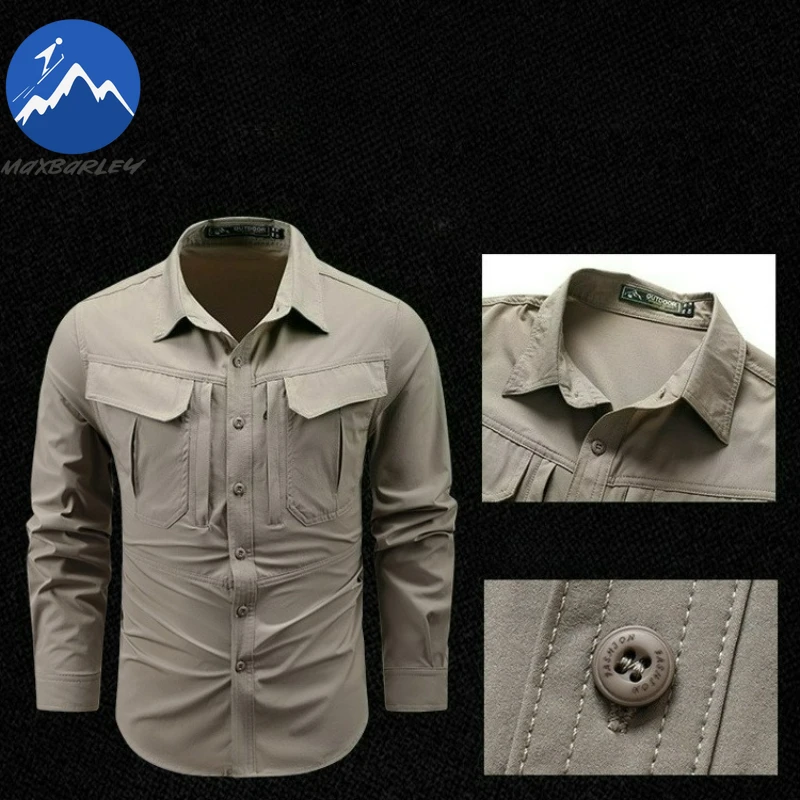

Летняя солнцезащитная рубашка Maxbarley для мужчин, дышащая рубашка из ледяного шелка с несколькими карманами, топы с длинными рукавами, модная деловая однотонная рубашка-пальто