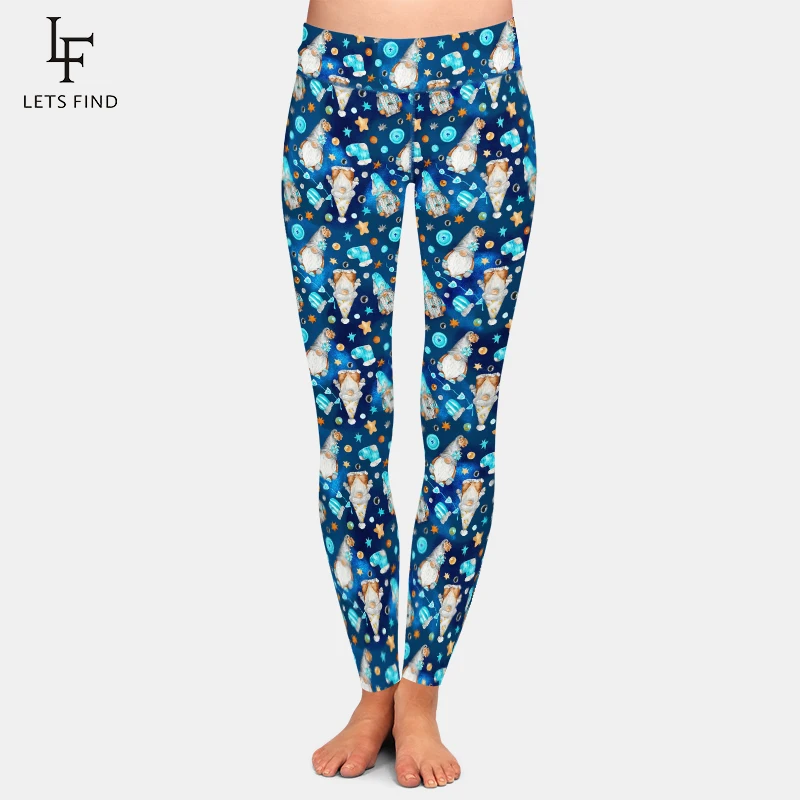 LETSFIND New Women 3D Gnomes Bees and Sunflowers Print Stretch Workout Pants High Waist Fitness Slim Elastic Full Leggings