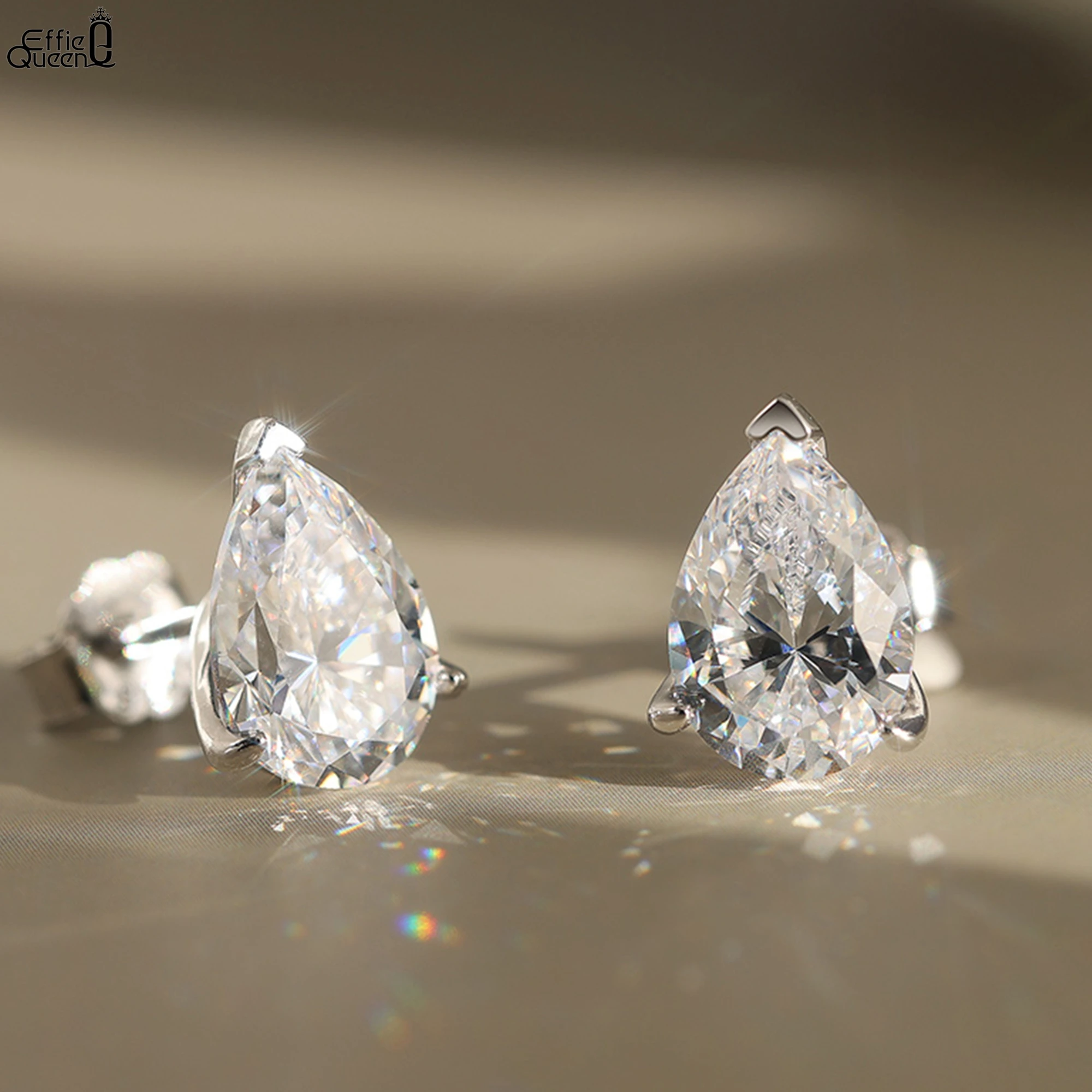 

Effie Queen 2025 Trend Earrings 14K Gold Glamorous 925 Sterling Silver Water Drop Moissanite Stud Earrings Chic Jewelry SMOE01
