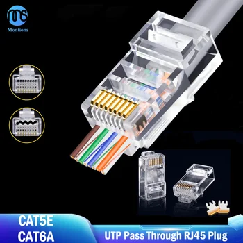 Montions 이더넷 케이블용 모듈러 플러그, 네트워크 비차폐 커넥터, Cat5e Cat6A 통과, Rj45 커넥터, 8P8C  Best5