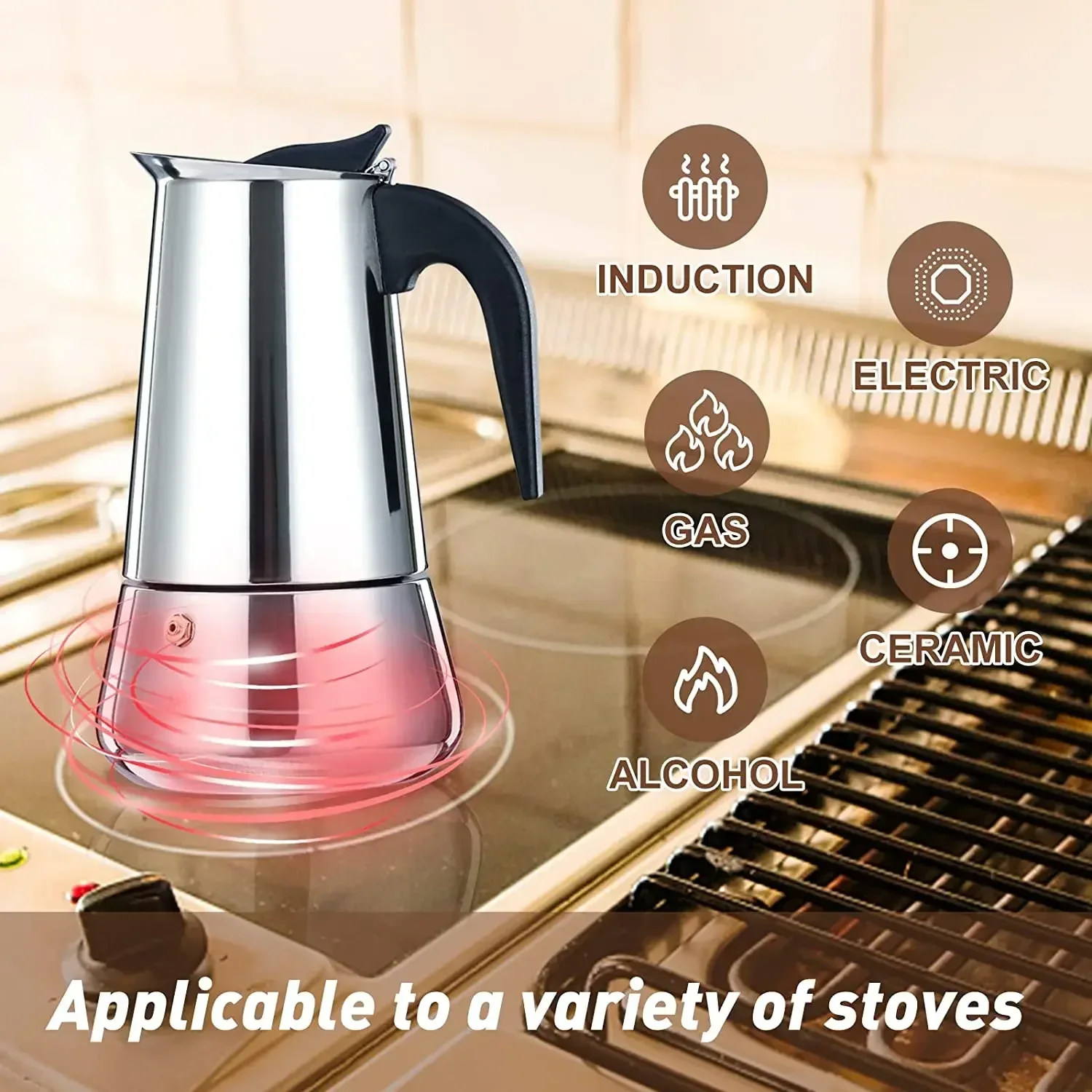 600ml Mocha Espresso Latte Stovetop Filter Stainless Steel Coffee Pot for Barista Moka Coffee Maker Coffee Maker Pot Coffee Pot