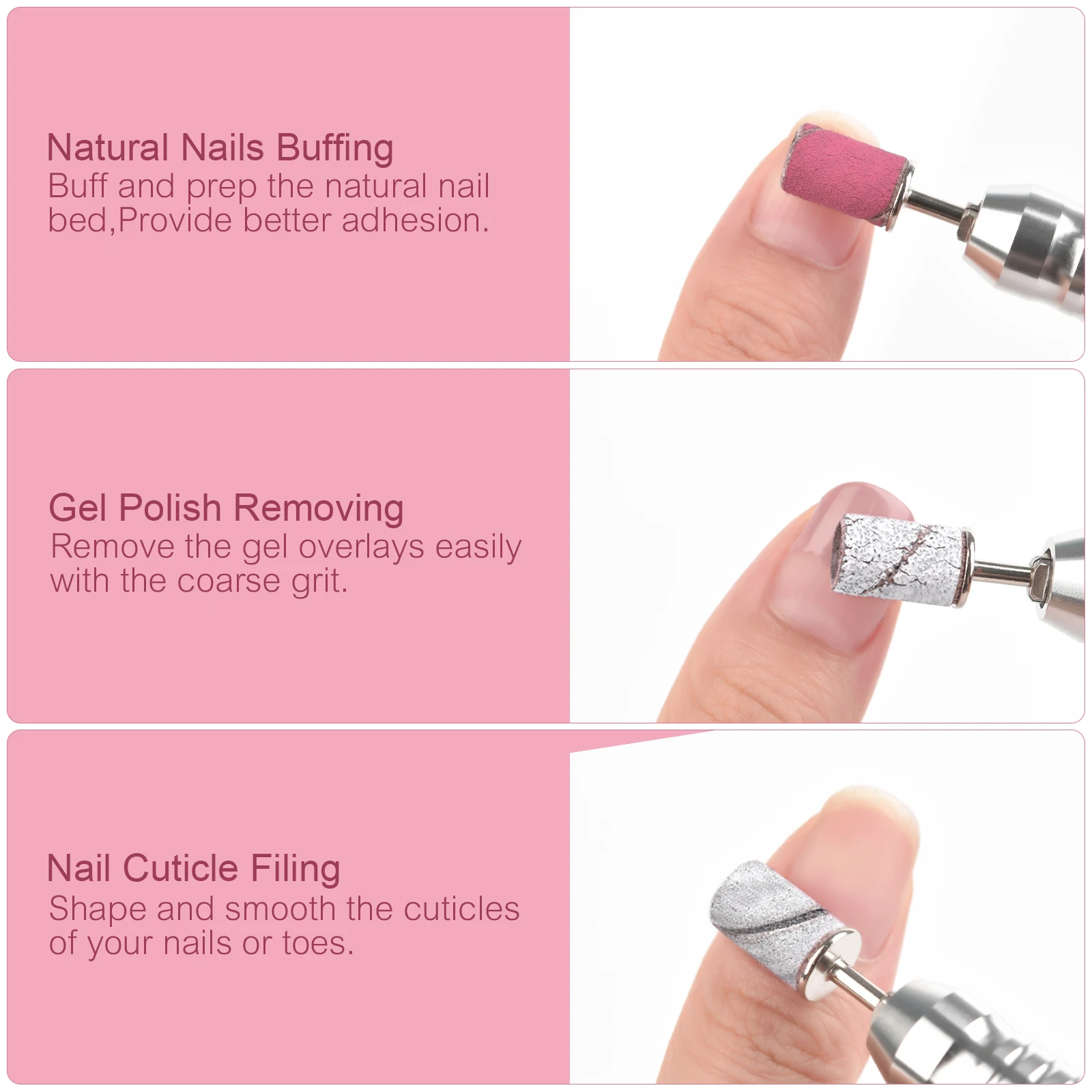 Fine Grit Nail Sanding Cap Bands Electric Manicure Machine Nail Drill Bits Pedicure Caps Gel Polish Remover Tool Nail Heads File