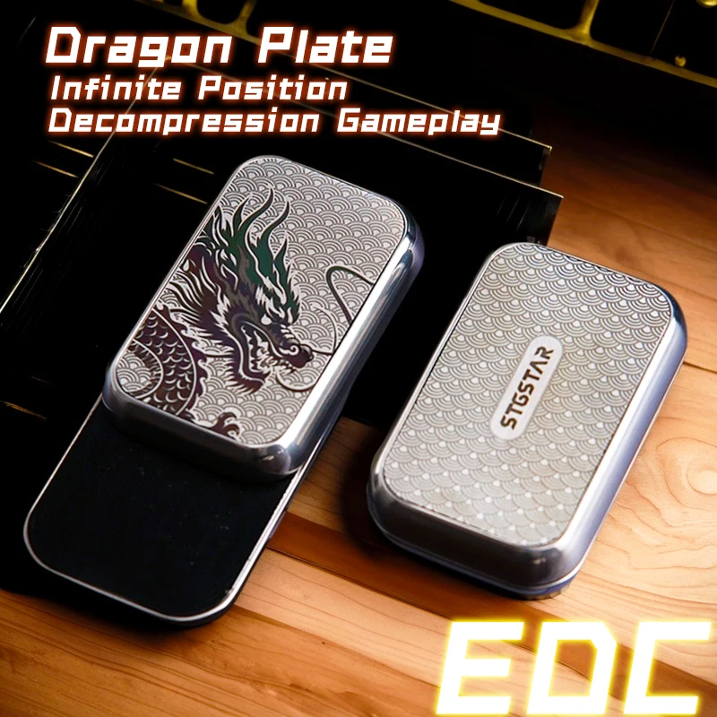 Dragon Plate EDC fidget toy Magnetic Infinite-Position Mechanical Card Pusher - Metal Fidget Spinner for Adult Stress Relief