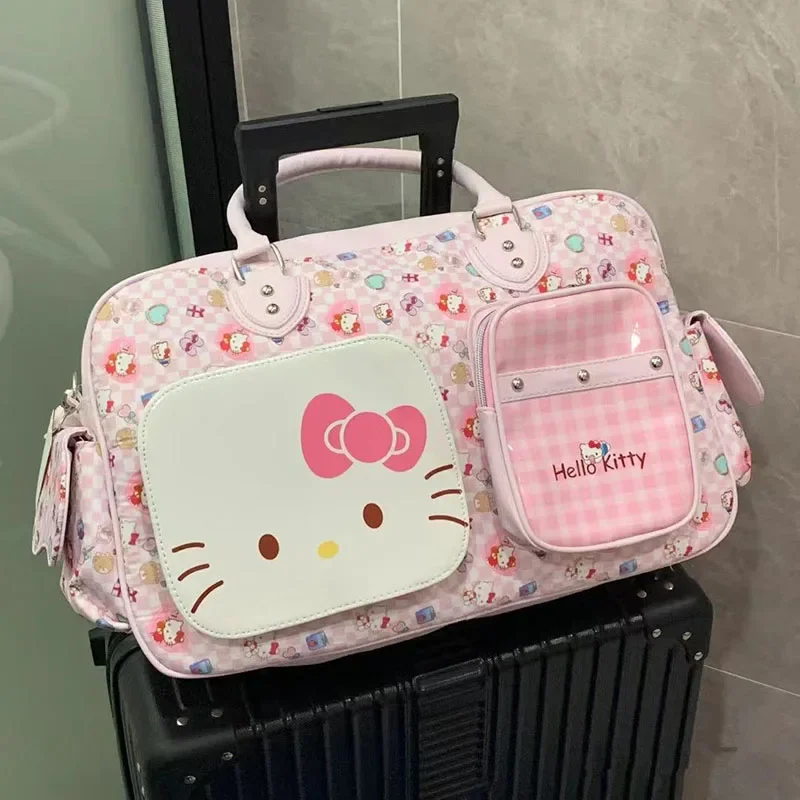 Sanrio Hello Kittys Harajuku słodka kreskówka torebka Kawaii Anime PU wodoodporna podróżna kosmetyczka o dużej pojemności prezenty dla dziewczynek