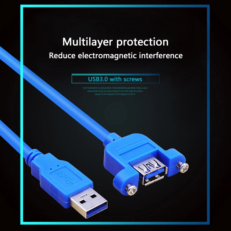 USB 3.0 Male to Female Extension Cable Wire Computer Host Panel Mount Screw USB Connector Adapter
