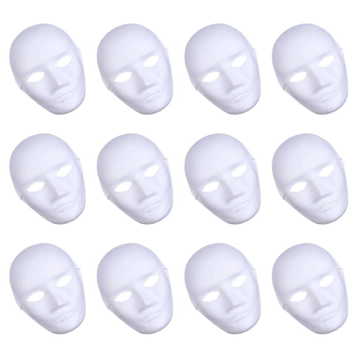 

12 Pcs Hand Painted Mask DIY Blank Masquerade Decorative White Face Scary Halloween Costume Party Accessories Non Deformation