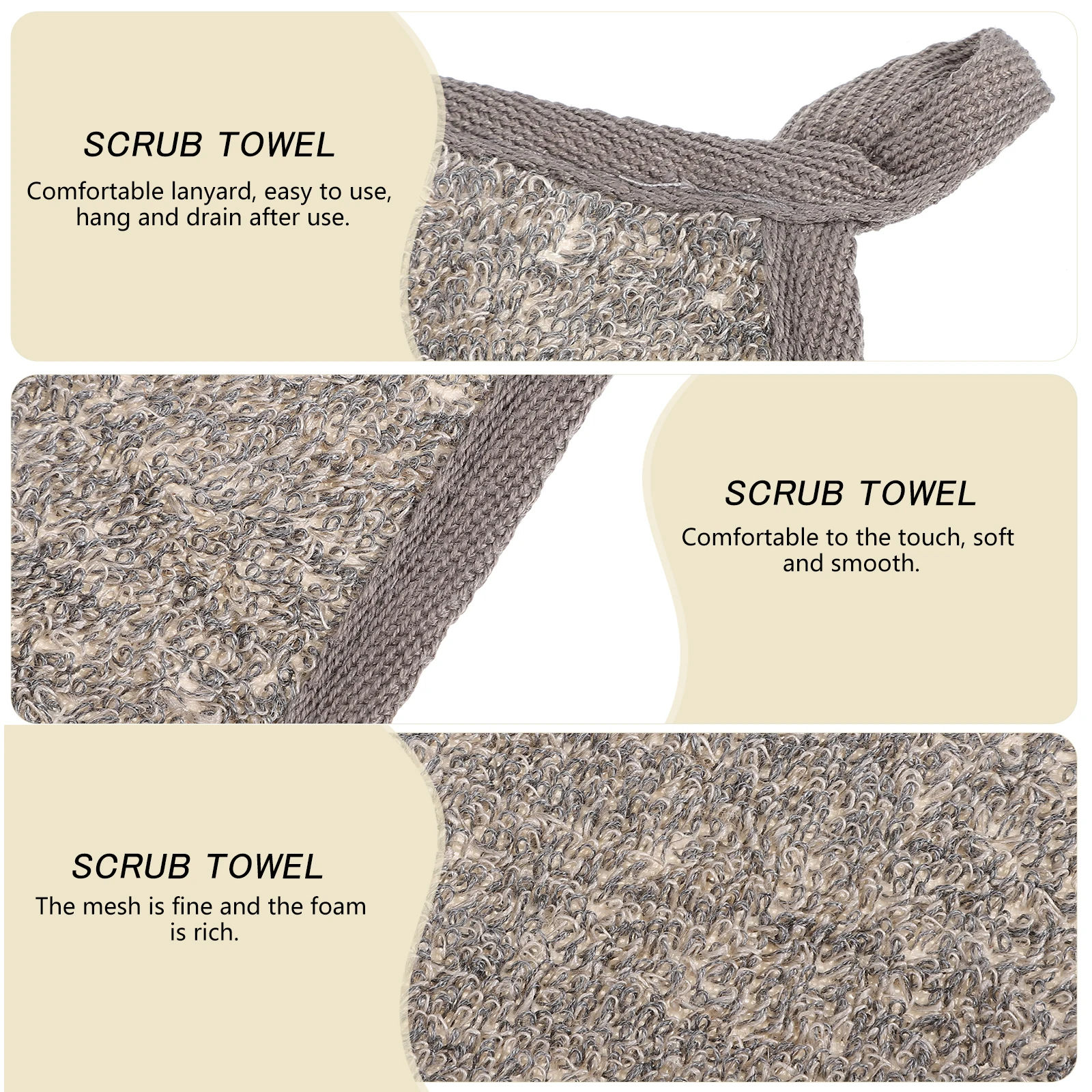 

6pcs Bamboo Charcoal Exfoliating Wash Cloths Shower Scrub Towels Machine Washable Quick Dry Loofah Bath Brush For Back Body