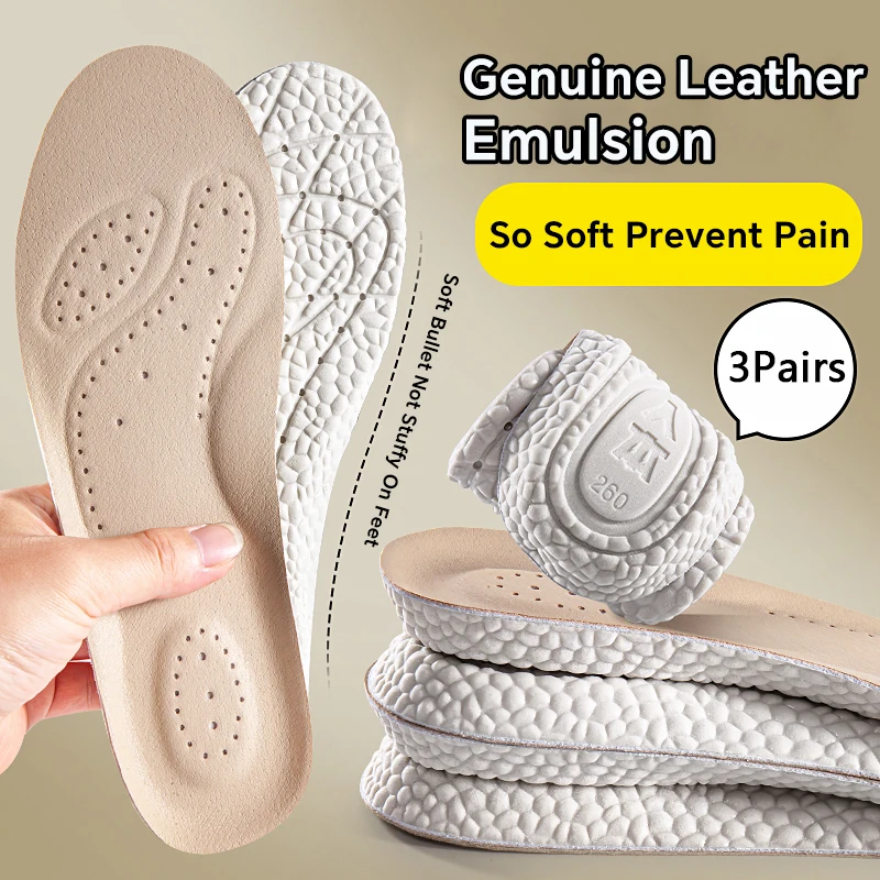 6pcs Shock Absorption Comfortable Breathable Wormwood Deodorant Insole Arch Support Latex Soft Sweat Absorbing Running Feet Care
