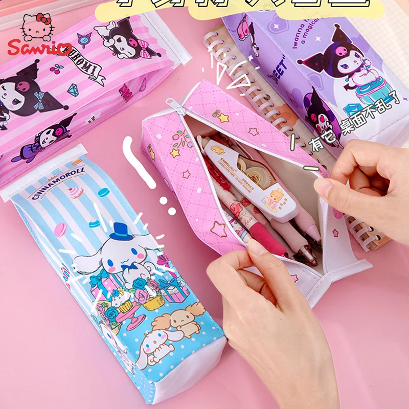 

Sanrio Milk Box Shaped Pencil Case My Melody Cinnamoroll Kuromi Large Capacity Storage Waterproof Stationery Makeup Bag Gifts