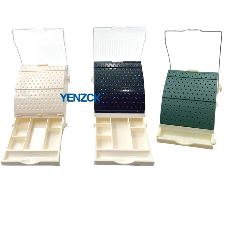 

142 Holes Dental Burs Drill Disinfection Box With Drawer Dental Storage Case