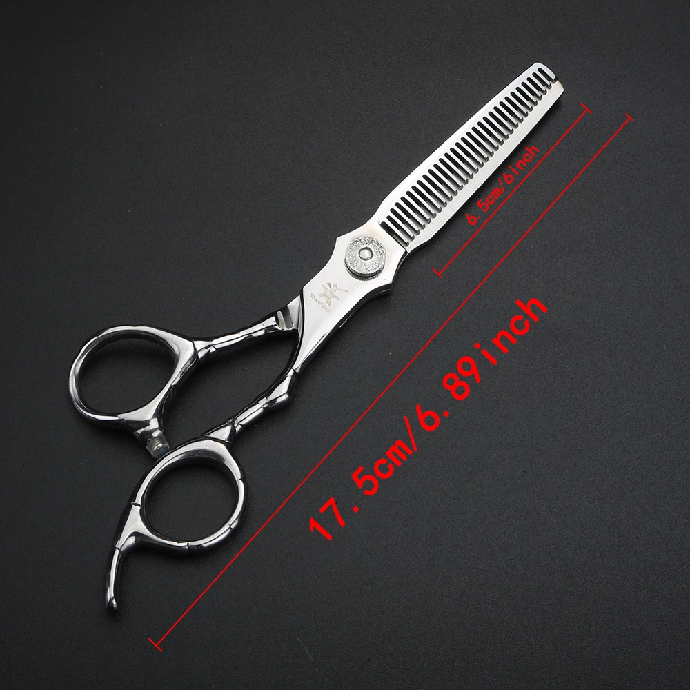Silver 6-inch muscle handle hair scissors for hairdressers, cutting and various sizes of thinning scissors