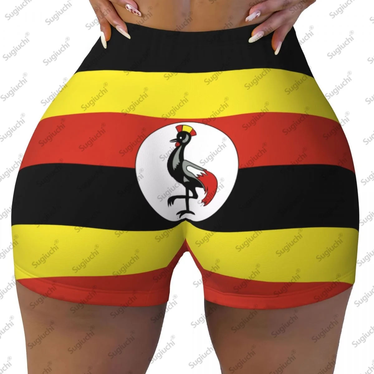 2026 우간다 국기 요가 반바지 여성용 운동 스크런치 힙업 하이웨이스트 짐 러닝 반바지