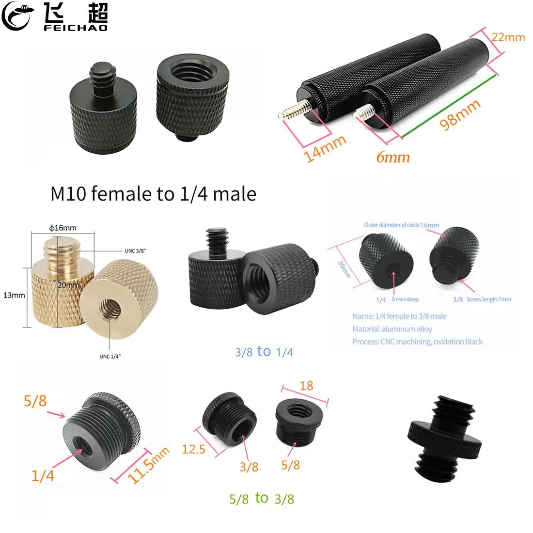 Z metalu 1/4 "3/8" 5/8 M10 M4 śruba gwintowana Adapter do montażu statywu płyta latarka mikrofon za pomocą tego narzędzia online bez lustrzanka akcesoria do studia fotograficznego